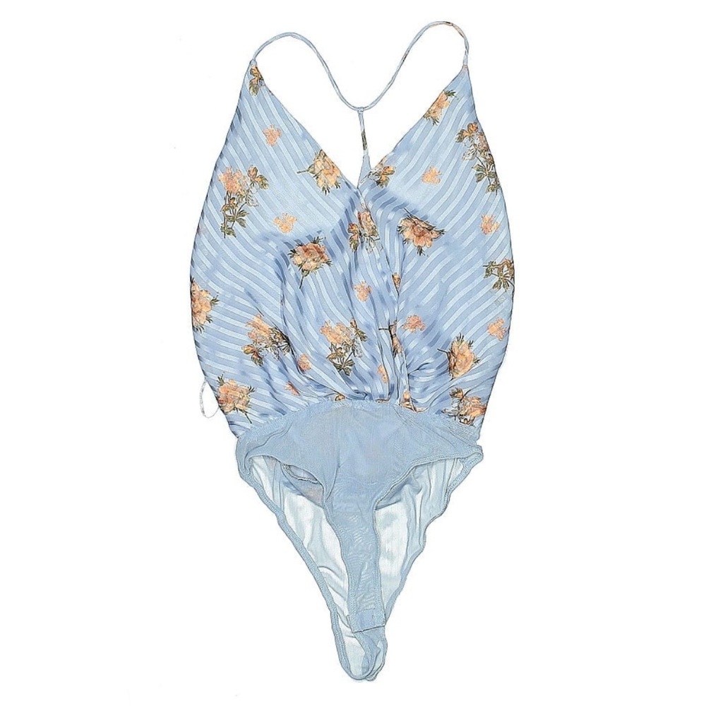 Astr the label • Floral Blue Cami Deep V Neck Bodysuit
